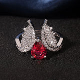 Irregular Oval Ruby Butterfly Wings Diamond Ring for Women