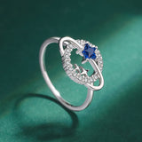 Sapphire Little Star Lover Ring Sterling S925 Silver Engagement Bride Gift