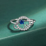 Sapphire Little Star Lover Ring Sterling S925 Silver Engagement Bride Gift