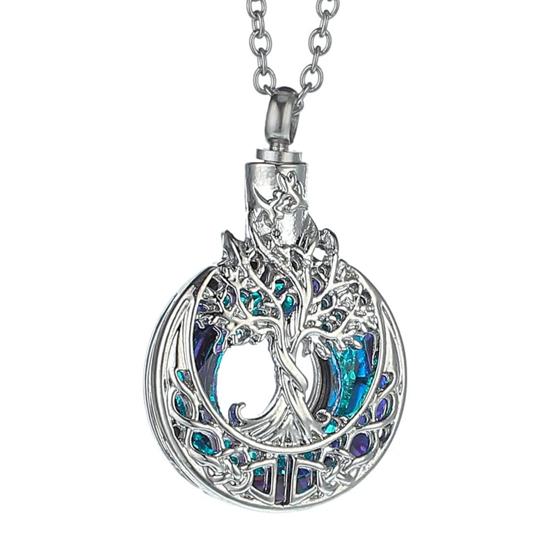 Tree of Life Round Urn Pendant Necklace