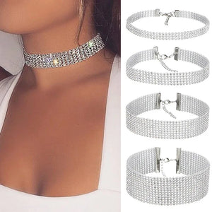 Crystal Rhinestone Choker Necklace Wedding Accessor...