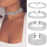 Crystal Rhinestone Choker Necklace Wedding Accessor...