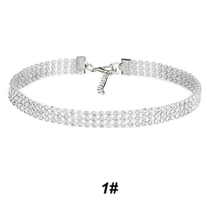 Crystal Rhinestone Choker Necklace Wedding Accessor...