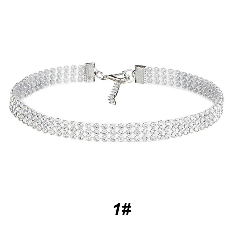 Crystal Rhinestone Choker Necklace Wedding Accessor...