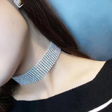 Crystal Rhinestone Choker Necklace Wedding Accessor...