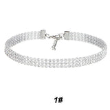 Crystal Rhinestone Choker Necklace Wedding Accessor...