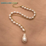 Baroque Pearl Choker Necklace with Flameball Pendant