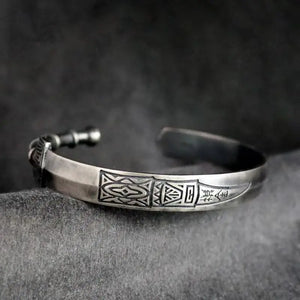 Silver Bracelet Men Chinese Style Symbols Sword Evil Lucky