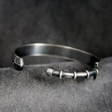 Silver Bracelet Men Chinese Style Symbols Sword Evil Lucky