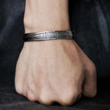 Men's Chinese Style Retro Silver Bracelet with Sword Evil Guarding Lucky