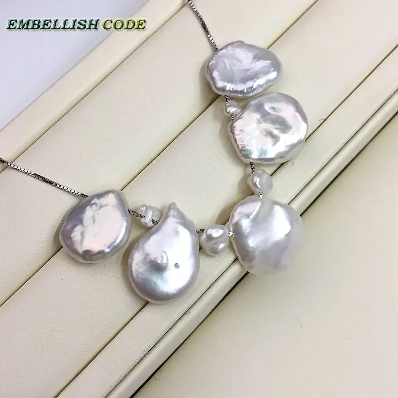 Keshi Pearl Pendant Necklace for Women with Box Chain