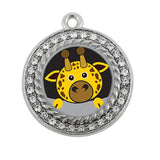 PEEKING GIRAFFE CIRCLE CHARM silver plated accessory