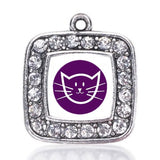 Fashion Animals Pretty Kitty Circle Charm Antique Silver Plated