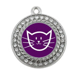 Fashion Animals Pretty Kitty Circle Charm Antique Silver Plated