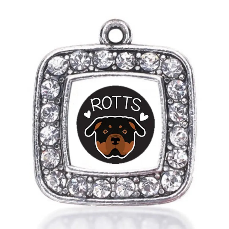 Rottweiler Lover Circle Charm Antique Silver Plated Jewelry Accessory