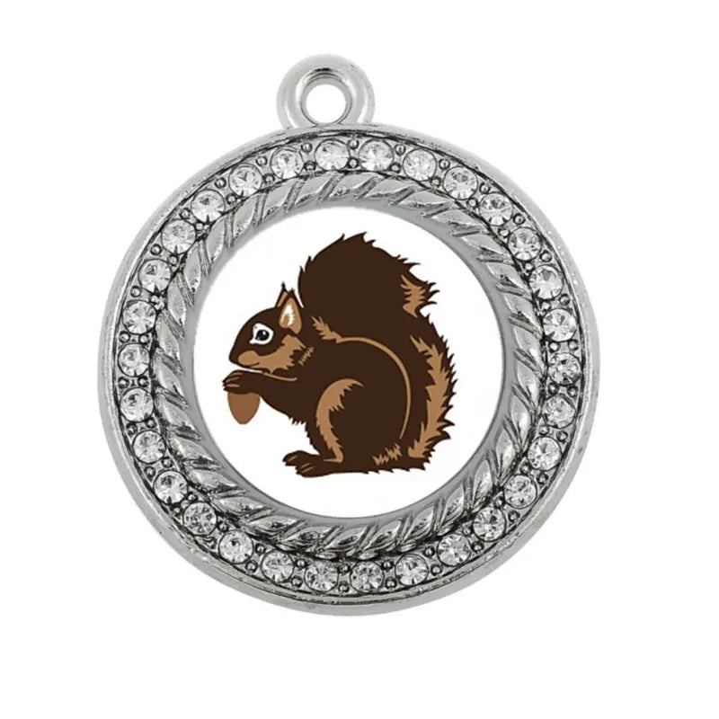 Fashion Animals Squirrel Circle Charm Antique Silver Plated Jewelry