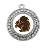 Fashion Animals Squirrel Circle Charm Antique Silver Plated Jewelry