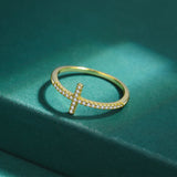 18K Diamond Cross Couple Ring S925 Silver Engagement Bridal Gift
