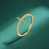 18K Diamond Cross Couple Ring S925 Silver Engagement Bridal Gift