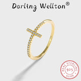 18K Diamond Cross Couple Ring S925 Silver Engagement Bridal Gift