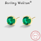 Emerald Diamond Stud Earrings Green Sterling Silver Valentine Jewelry