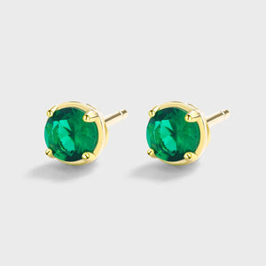 Emerald Diamond Stud Earrings Green Sterling Silver Valentine Jewelry