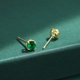 Emerald Diamond Stud Earrings Green Sterling Silver Valentine Jewelry