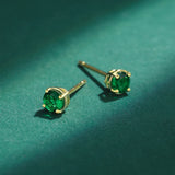 Emerald Diamond Stud Earrings Green Sterling Silver Valentine Jewelry