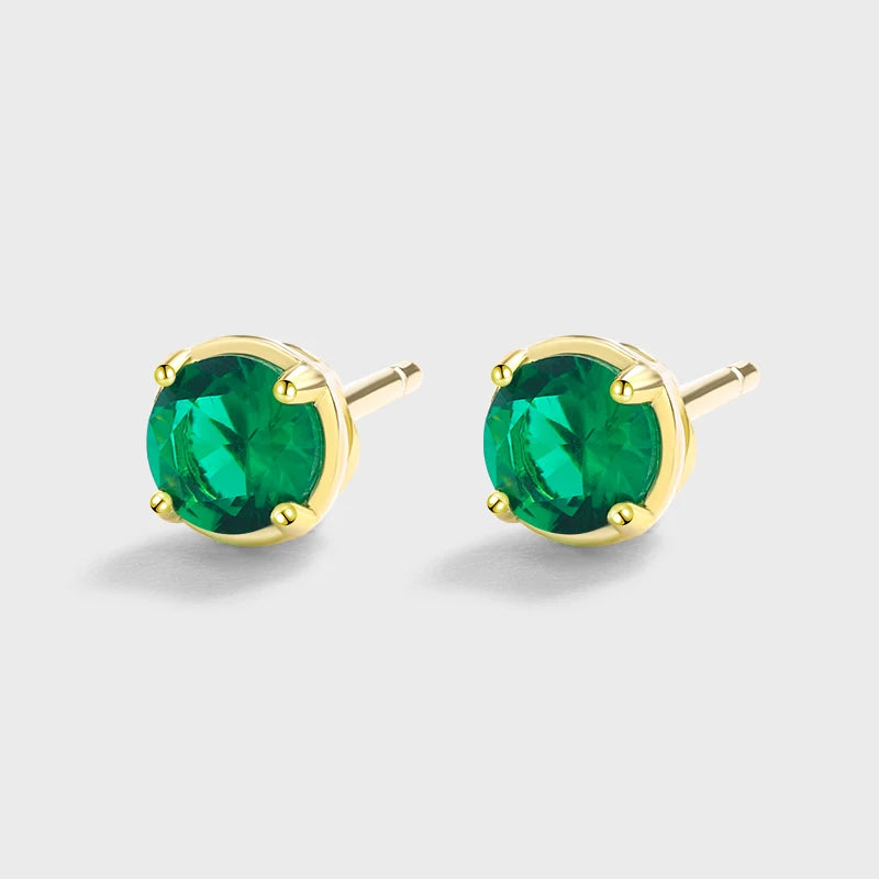 Emerald Diamond Stud Earrings Green Sterling Silver Valentine Jewelry