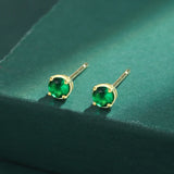 Emerald Diamond Stud Earrings Green Sterling Silver Valentine Jewelry