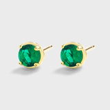 Emerald Diamond Stud Earrings Green Sterling Silver Valentine Jewelry