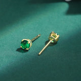 Emerald Diamond Stud Earrings Green Sterling Silver Valentine Jewelry