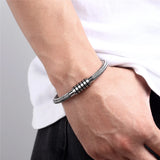 Braided Steel Wire Bracelet Magnetic Buckle Style Punk Wristband