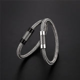 Braided Steel Wire Bracelet Magnetic Buckle Style Punk Wristband