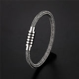Braided Steel Wire Bracelet Magnetic Buckle Style Punk Wristband