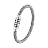 Braided Steel Wire Bracelet Magnetic Buckle Style Punk Wristband