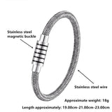 Braided Steel Wire Bracelet Magnetic Buckle Style Punk Wristband