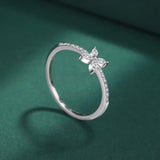 Butterfly Diamond Couple Ring Sterling Silver Anniversary Jewelry