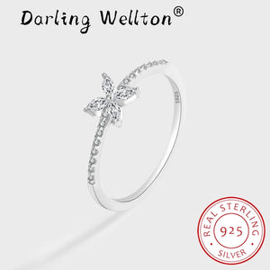 Butterfly Diamond Couple Ring Sterling Silver Anniversary Jewelry