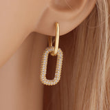 CZ Hoop Earrings 18K Plated Oval Jewelry