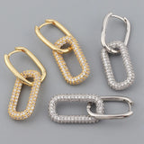 CZ Hoop Earrings 18K Plated Oval Jewelry