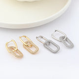CZ Hoop Earrings 18K Plated Oval Jewelry