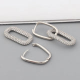 CZ Hoop Earrings 18K Plated Oval Jewelry