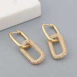 CZ Hoop Earrings 18K Plated Oval Jewelry