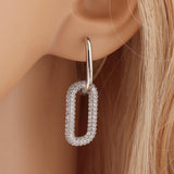 CZ Hoop Earrings 18K Plated Oval Jewelry