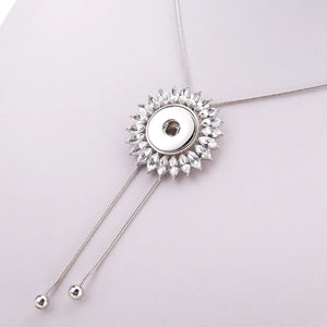 Crystal Flower Snake chain snap Necklace 70CM adjustable fit 18MM charm