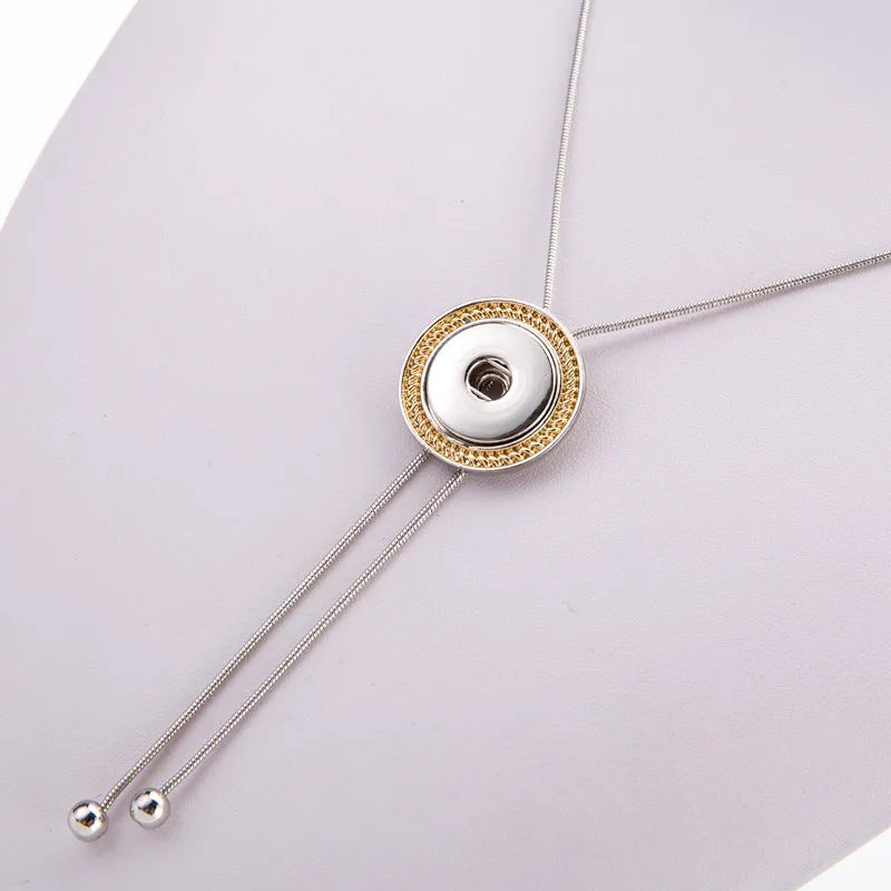 Golden Snake Chain Snap Necklace 70CM Adjustable for 18MM Charm Snap Buttons