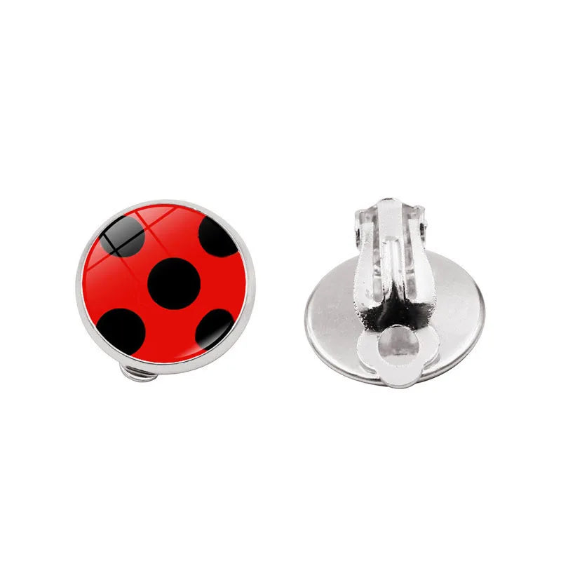 Anime Circle Clip Earrings Ladies Polka Dot Clip On Girls Party Gift