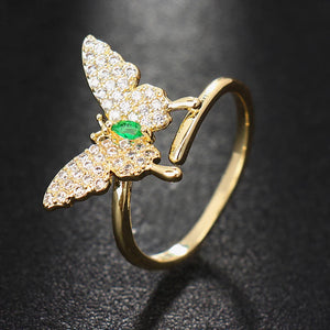 Zircon Adjustable Engagement Ring with Crystal Wedding Rings