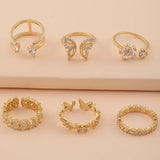 Zircon Adjustable Engagement Ring with Crystal Wedding Rings